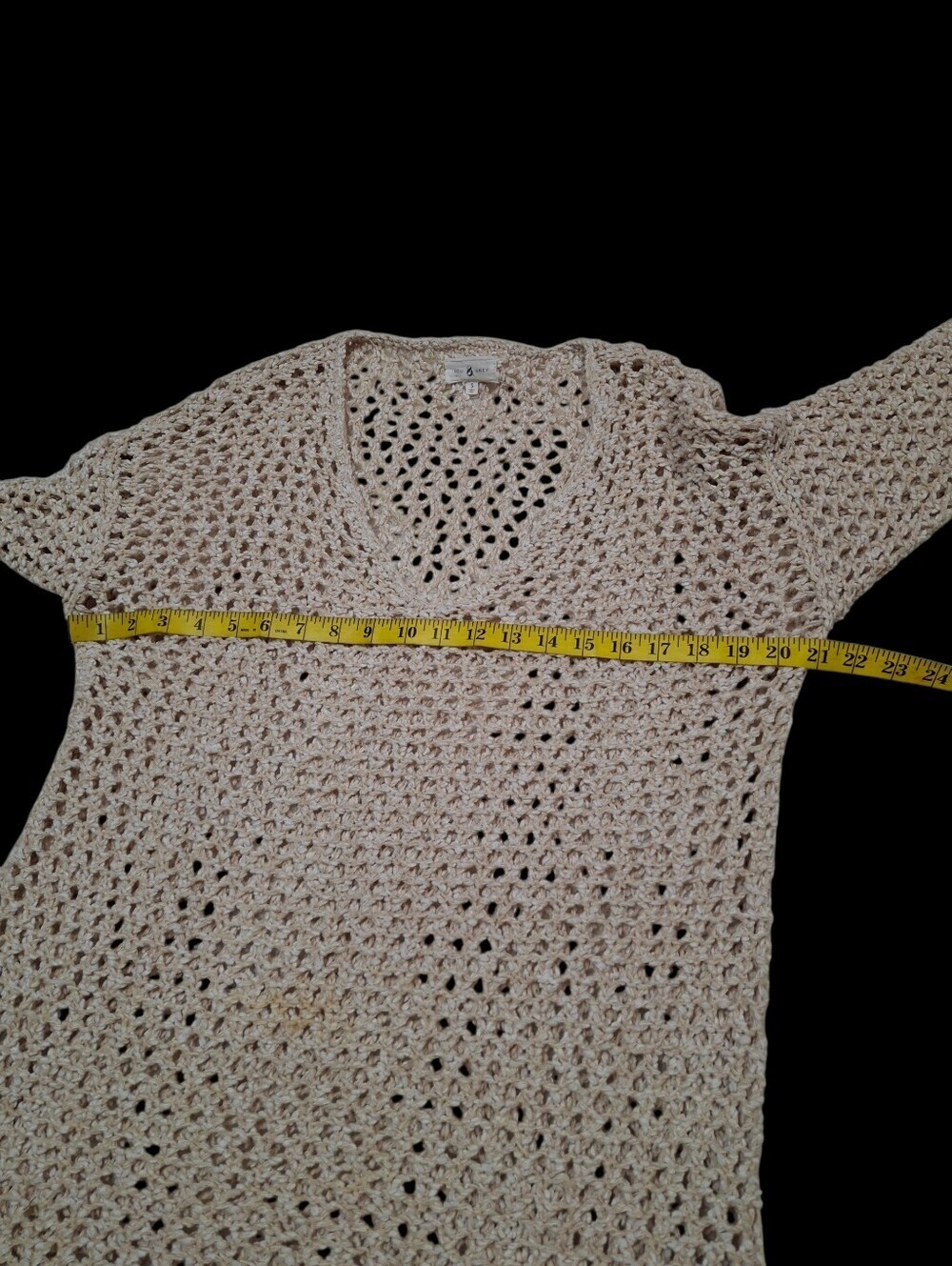 Lou & Grey Crochet Long Sleeve Open Knit Beige Tunic Cover-Up   Women Size Small - Picture 12 of 16